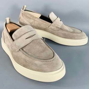 OFFICINE CREATIVE Grey Beige Suede Penny Loafers